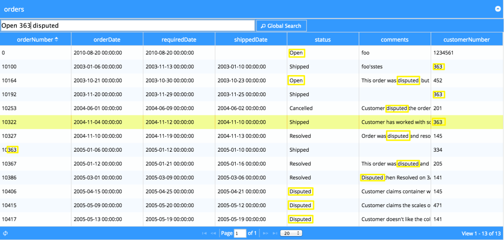 Multiple Fields Global Search