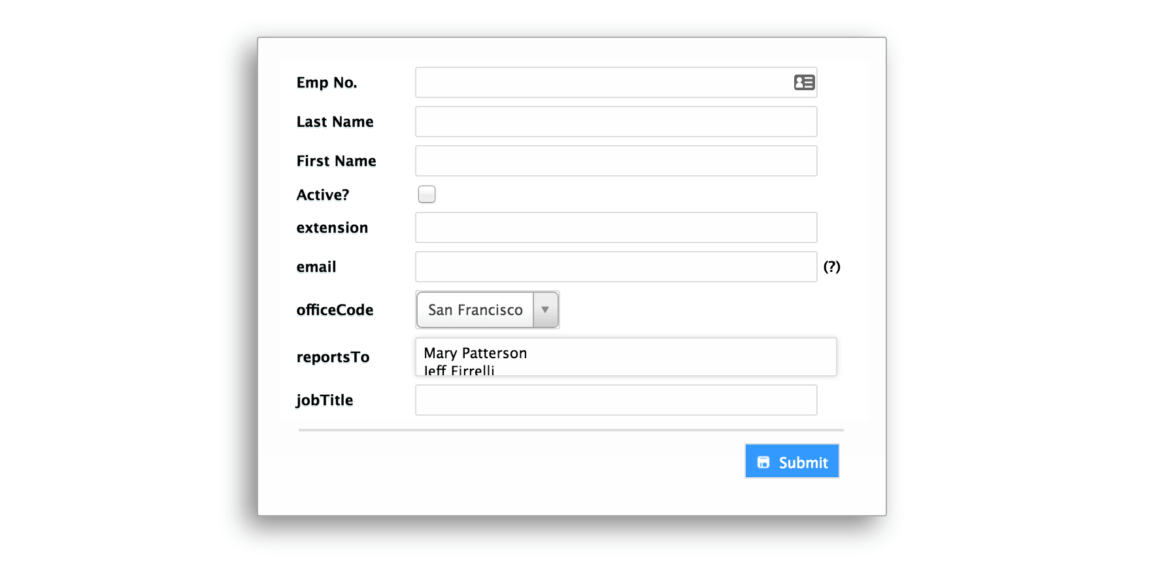 phpGrid blank form only