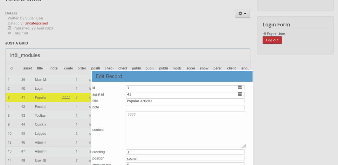 joomla3 phpgrid