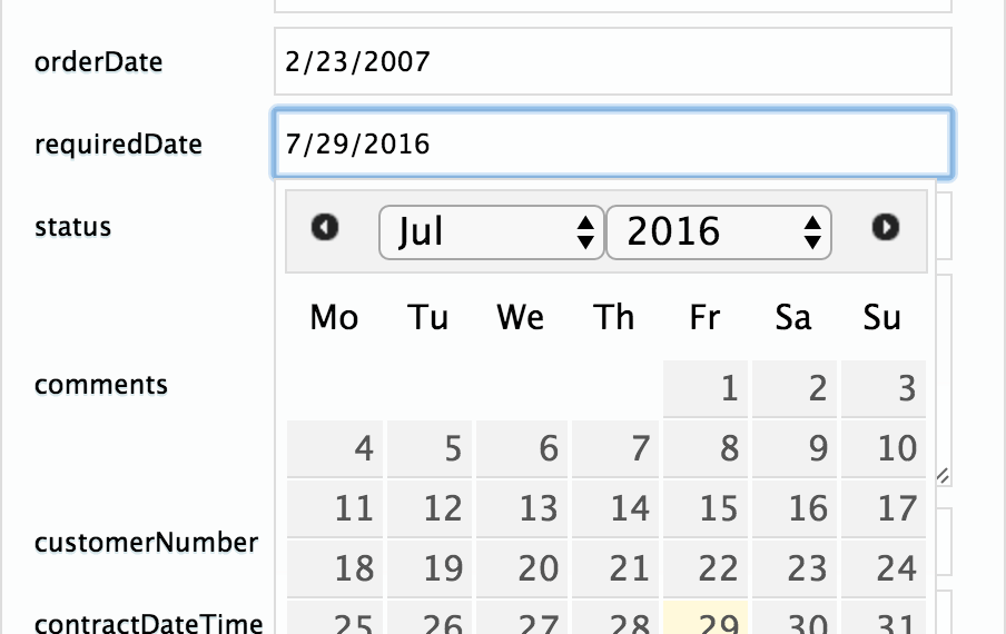 start day week datepicker