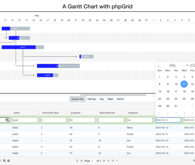 gantt with phpgrid